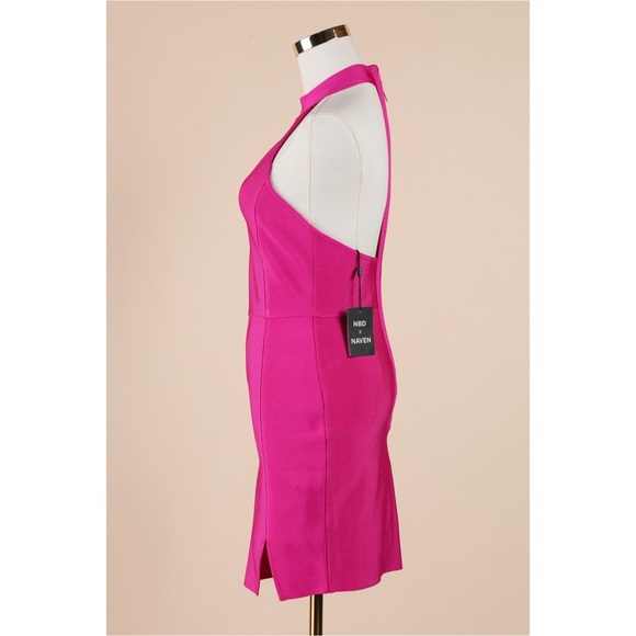 Sz S NBD x Naven Sugar Pine Fuschia Pink Bodycon Sleeveless Midi Dress NWT - Picture 2 of 4